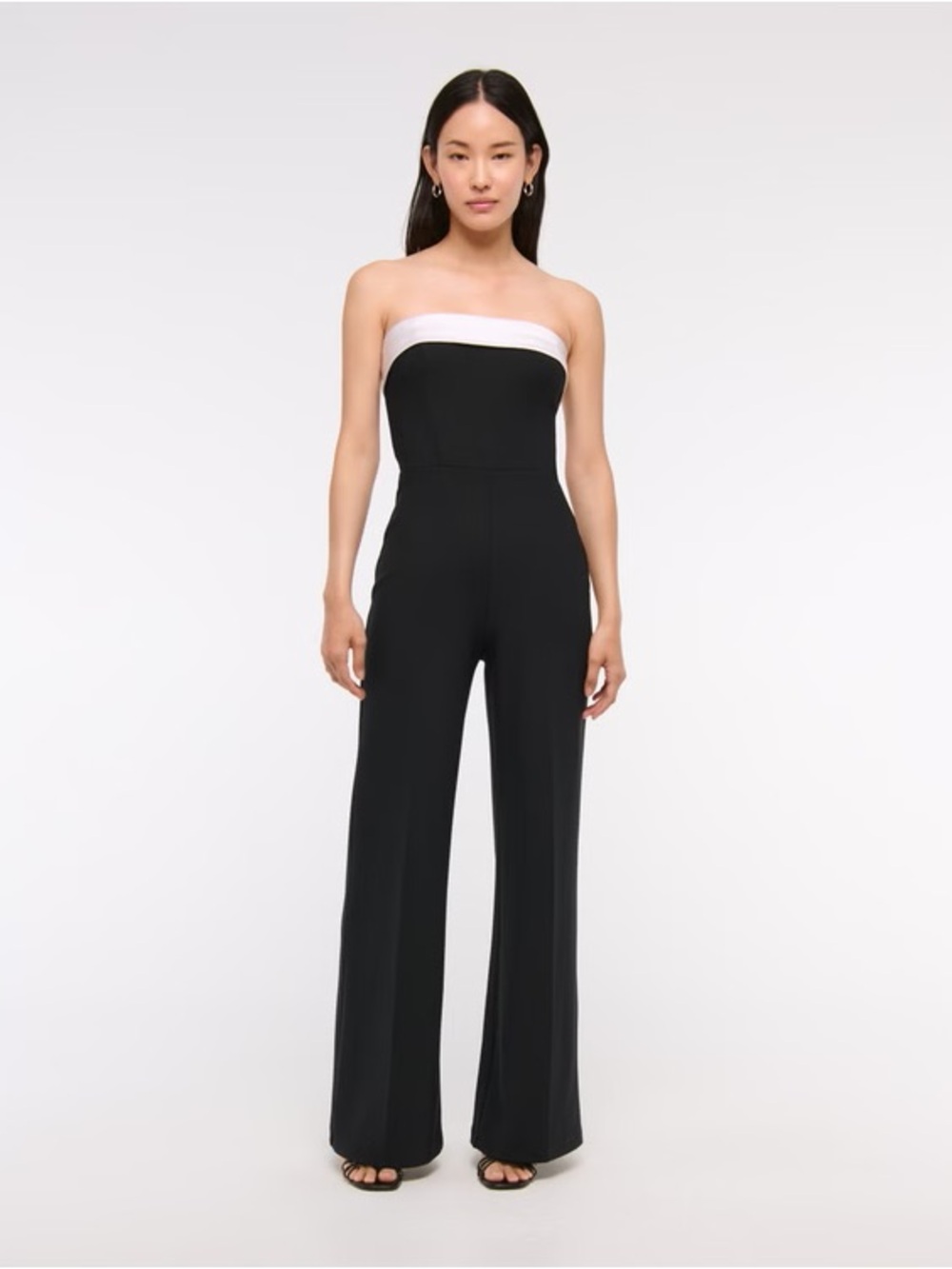 NWT XL Strapless Black and White Jumpsuit